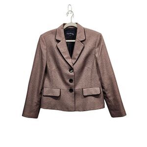 Evan Picone Iridescent Pink Tweed Blazer Jacket, 14